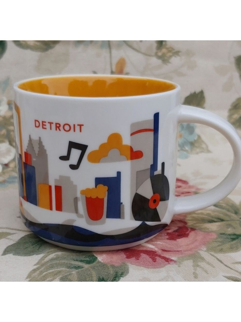 Starbucks Detroit You Are Here Yellow and White Collectible Mug
